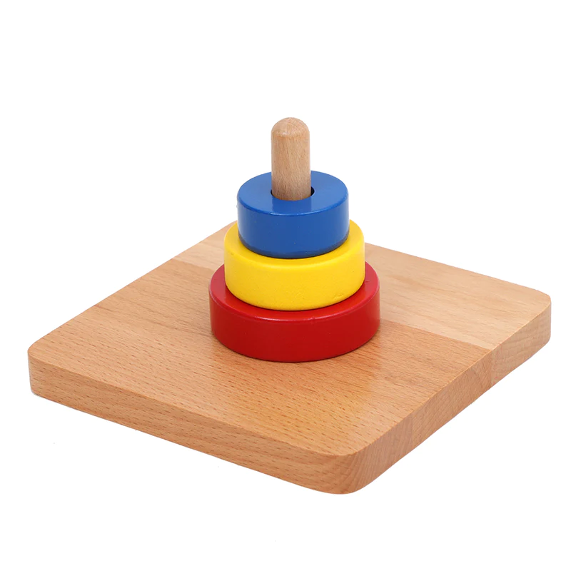 3 Dischi colorati da infilare su 1 piolo verticale di legno - immagine 2
